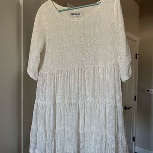 Amazing Lace White Tiered Mini Dress